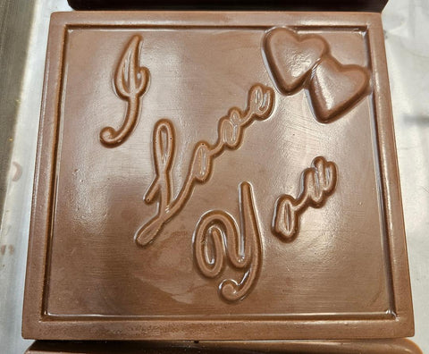 4"x4" Solid Chocolate I Love You bar